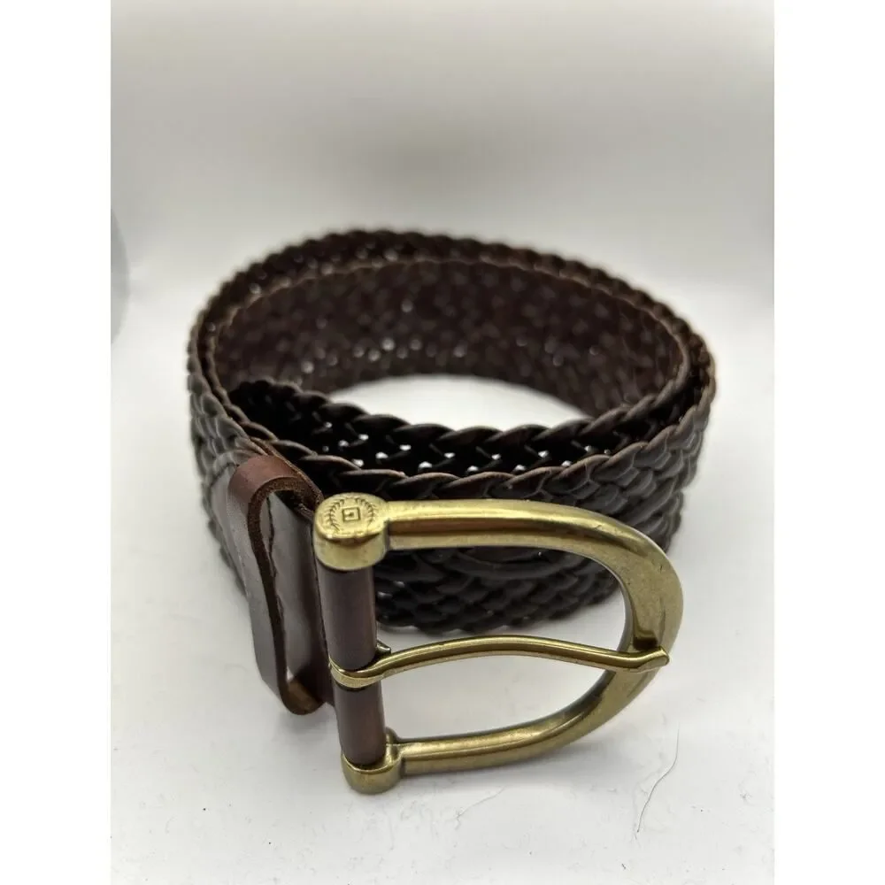 Vintage Chaps Brown braided leather belt NWT Medium